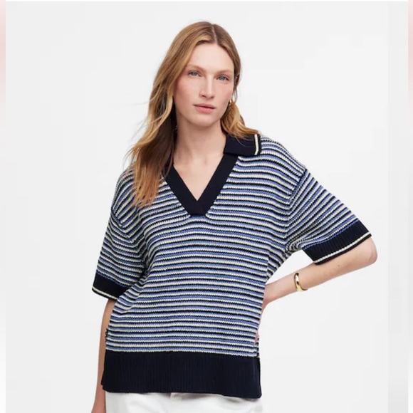Madewell Tops - Madewell // NWOT Striped Johnny-Collar Sweater Tee